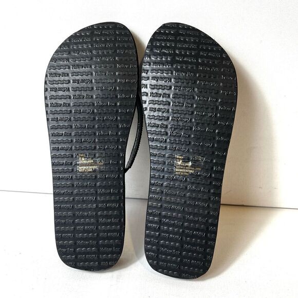 Yellow Box Flip Flops Black Sequined Thong Leather Sandals Women's 11 Zemily New - Picture 6 of 6